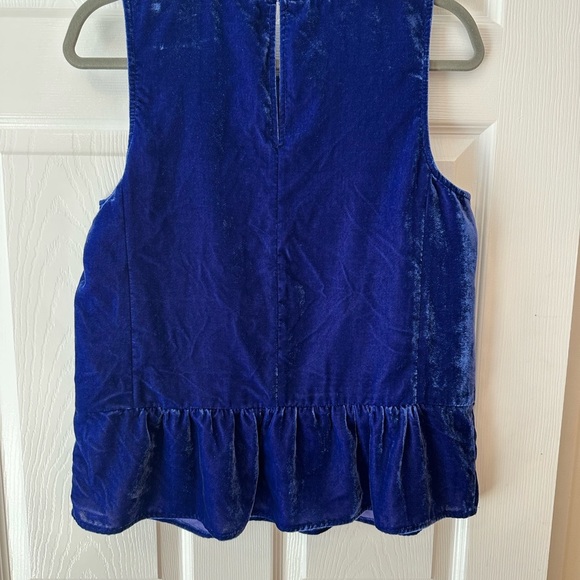 J. Crew Elegant Blue Velvet Sleeveless Top Jewel Tone Peplum size 6 - Picture 2 of 3